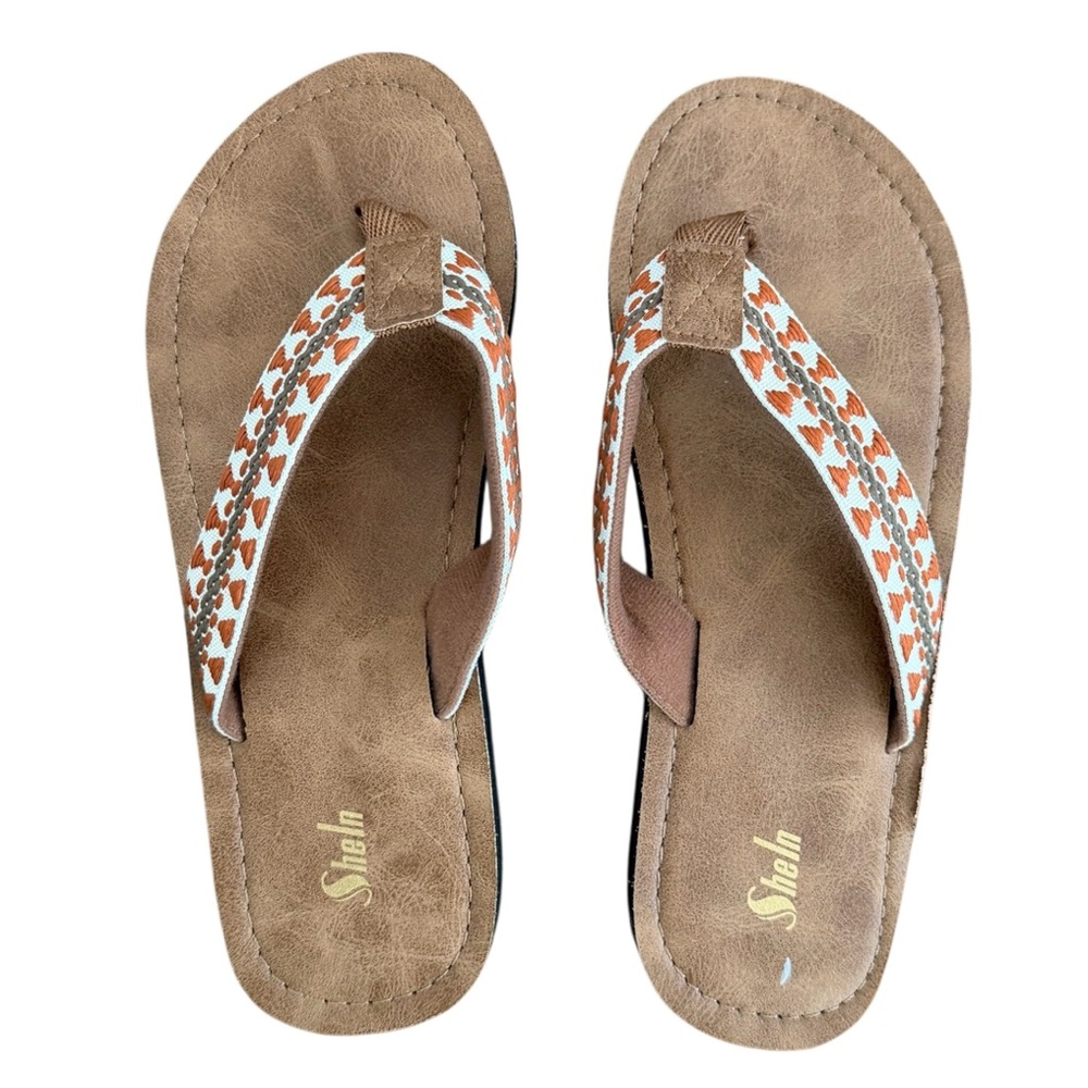 SHEIN Embroidered Strap Flip Flop Sandals NWOT - Picture 3 of 6